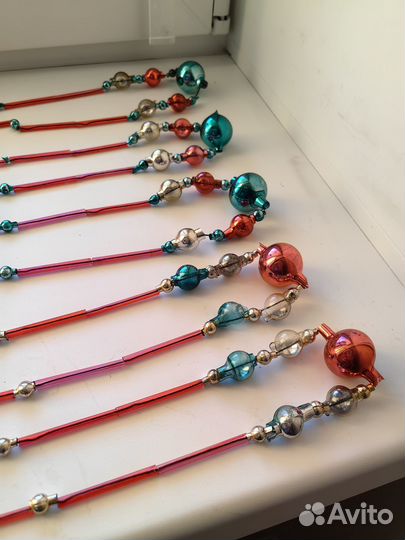 Стеклярус елочные украшения гирлянда бусы СССР