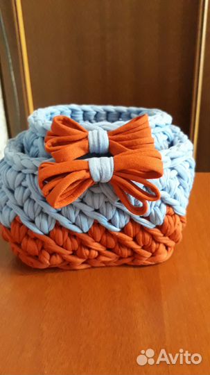 Корзинки из трикотажной пряжи для хранения