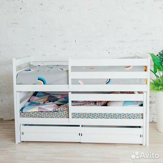 Кроватка от 2х лет с доп. местом из массива матреш