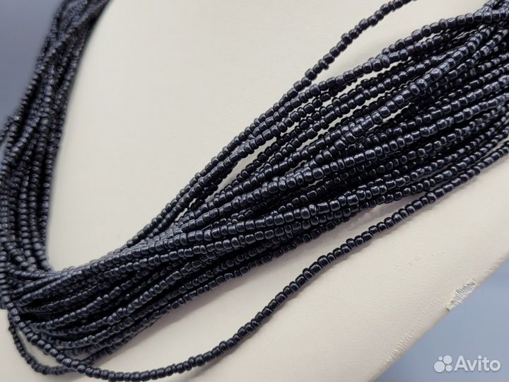 Бусы ожерелье 25 нитей Черный бисер