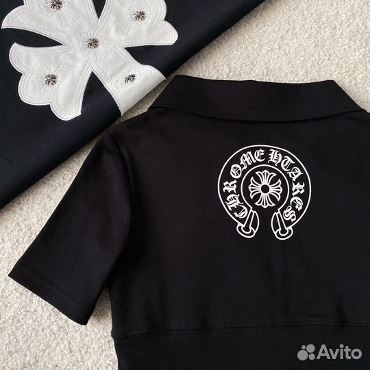 Черное женское поло Chrome Hearts S,M