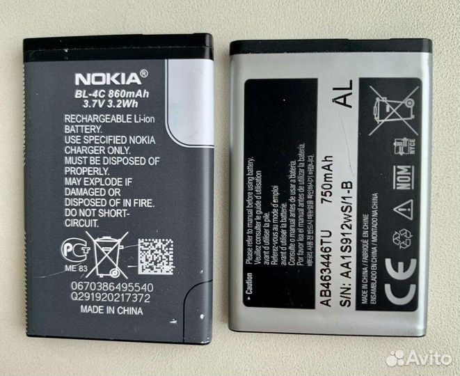 Аккумуляторы Nokia, Samsung