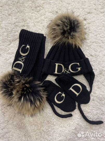 Комплект зимний шапка+шарф+варежки