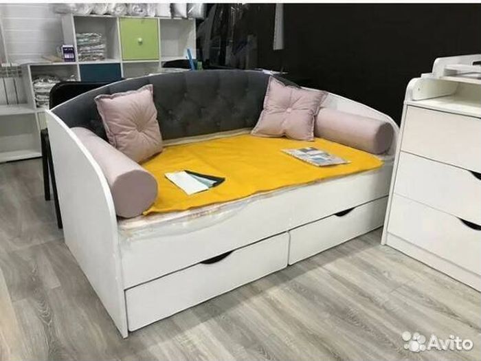 Кровать вельвет люкс лдсп мягк спинка для малыша