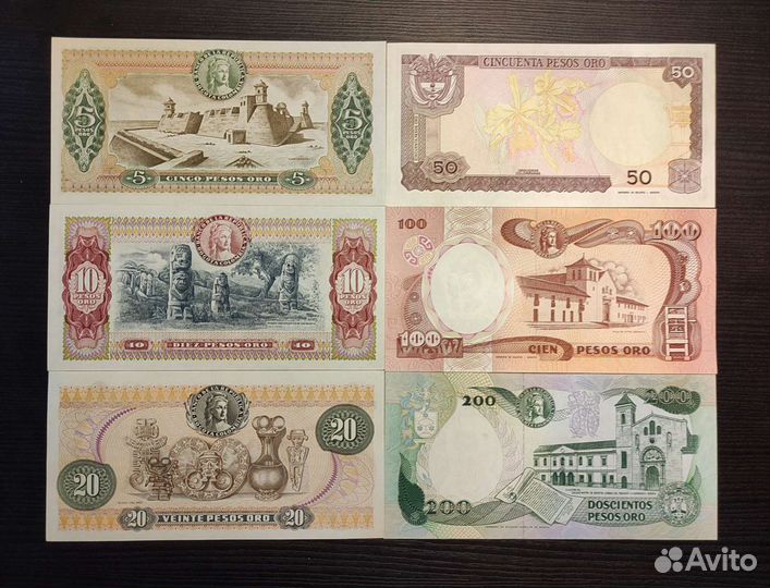 Колумбия набор банкнот 6 шт UNC