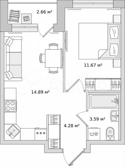 1-к. квартира, 34,2 м², 16/21 эт.