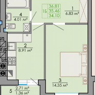 6-к. квартира, 35,5 м², 6/7 эт.