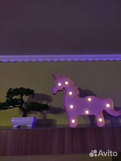 Игрушка ночник единорог розовый