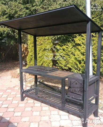 Мангал лофт с печью под казан