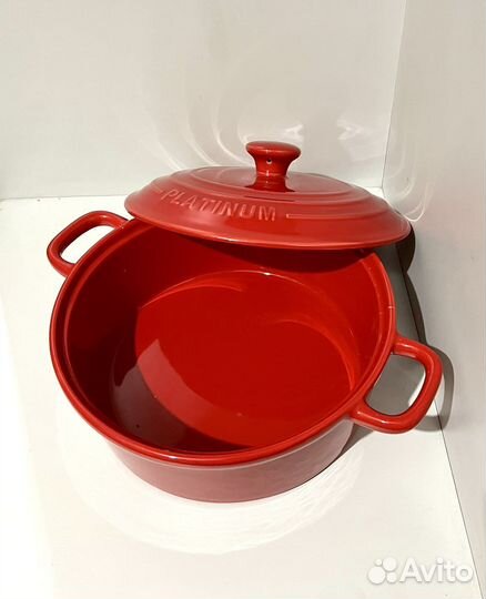 Кастрюля 4 л керамическая для запекания красная