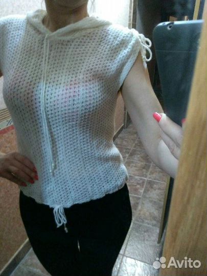 Туники вязаные с капюшоном 2 шт
