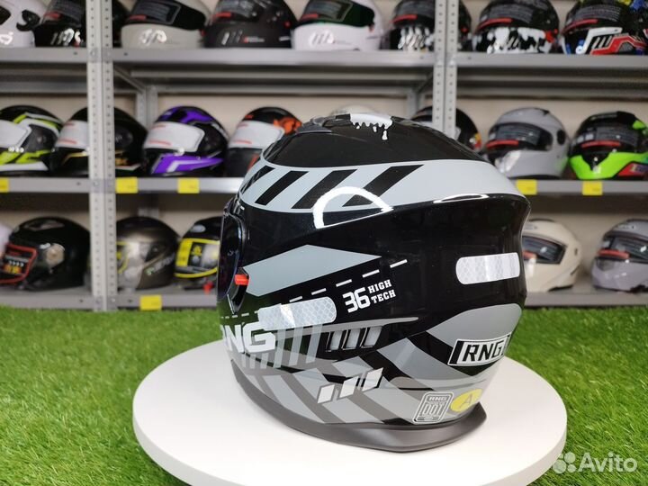 Шлем для мотоцикла-закрытый RNG. Зеркальный визор