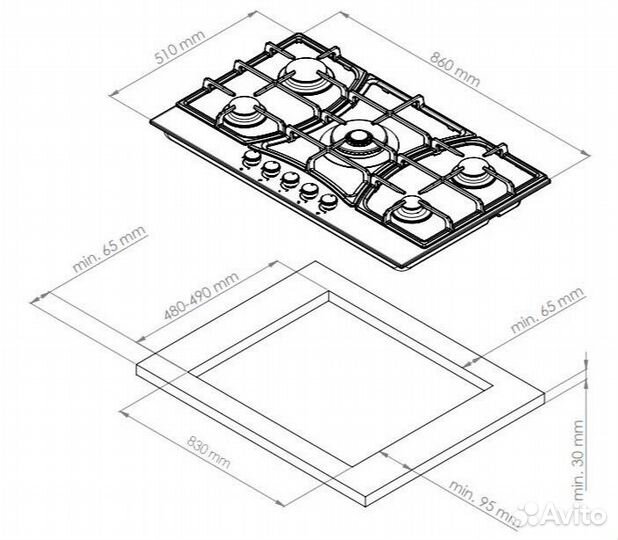 Газовая варочная панель Kuppersberg FS 903 B Bronz