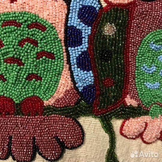 Подушка декоративная. Бисер. Ручная работа
