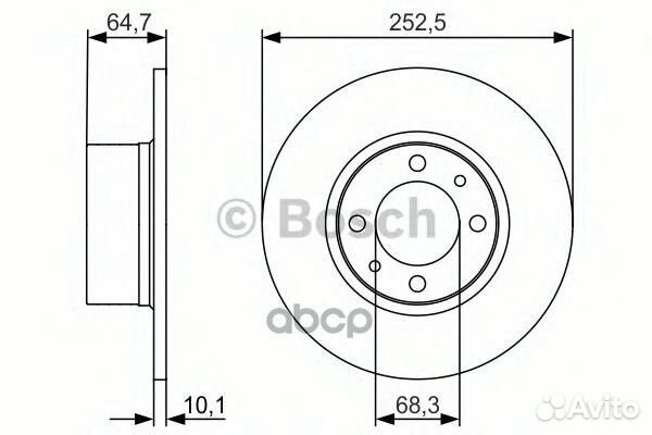 Диск торм. пер.252x10,5 4 отв. 0986479988 Bosch