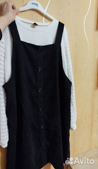 Вельветовый сарафан и кофта shein