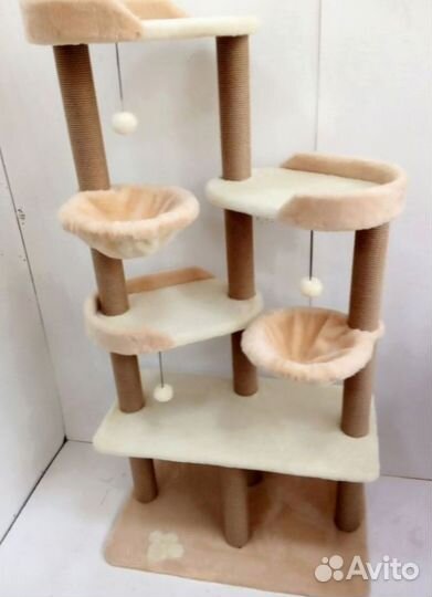 Супер многоуровневый комплекс лазалка С гамачками для кошек высота 190 см от производителя