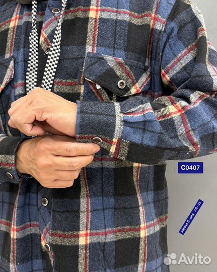 Рубашка в клетку теплая мужская