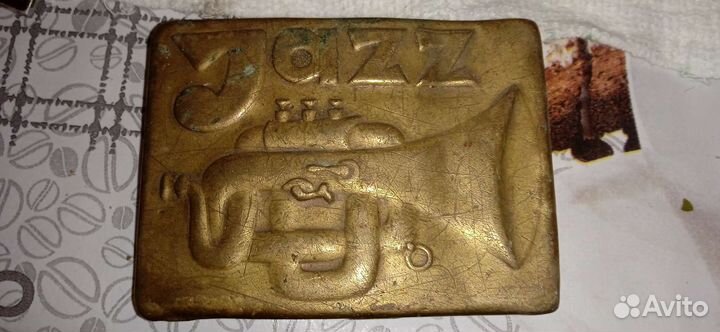 Латунная пряжка на ремень времен СССР jazz