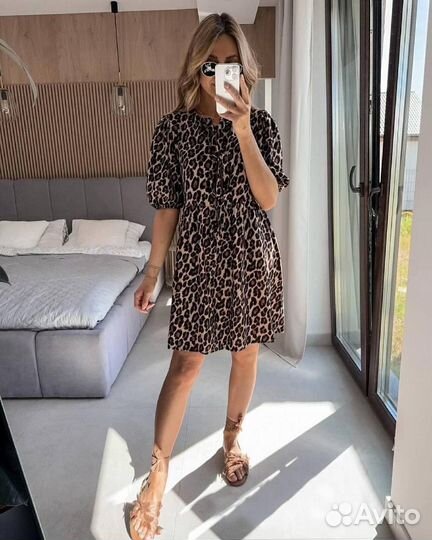 Платье женское леопардовое
