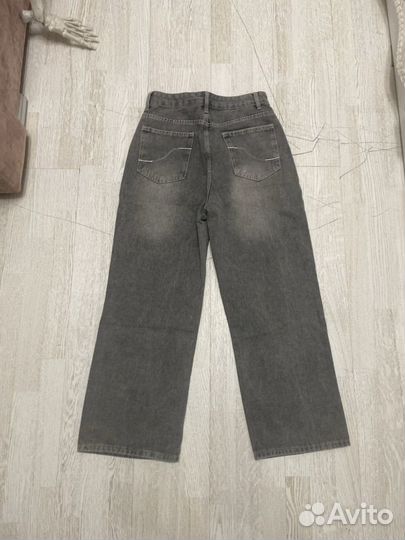 Джинсы серые широкие
