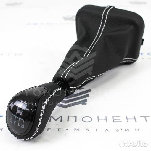 Ручка кпп (стиль Vesta, черный лак) в коже ваз