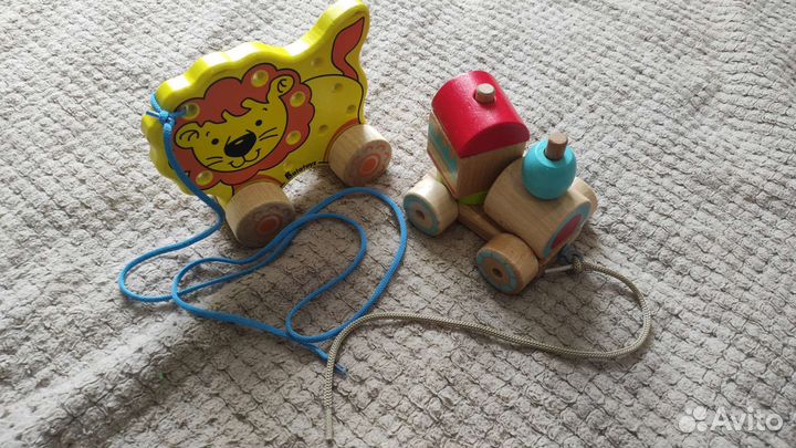 Деревянная Каталка конструктор паровозик для детей