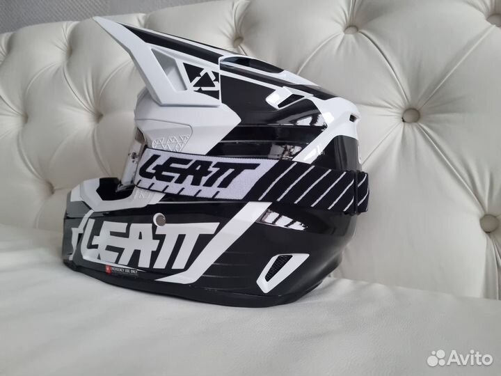 Белый Moтошлем с Maской Leatt 7.5 Kit Enduro V23