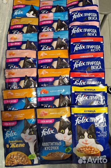 Влажные корма Felix 60 шт, perfect fit, вискас