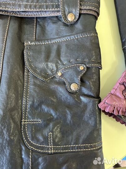 Куртка кожаная женская 46 48 коричневая