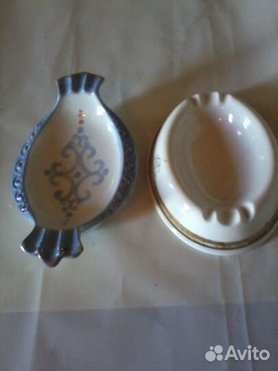 3 пепельницы фарфор хрусталь СССР