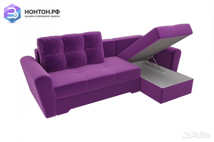 Диван угловой еврокнижка Амстердам микровельвет фи