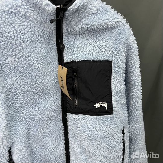 Ветровка Stussy Sherpa стусси барашек голубая