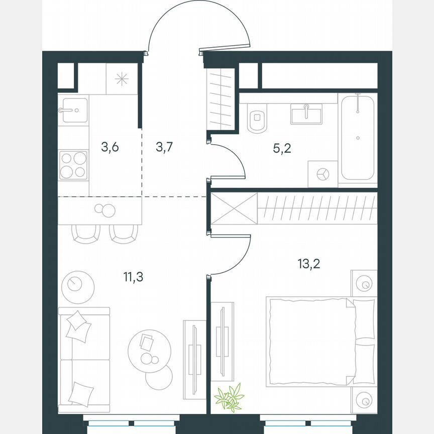 2-к. квартира, 37 м², 39/45 эт.