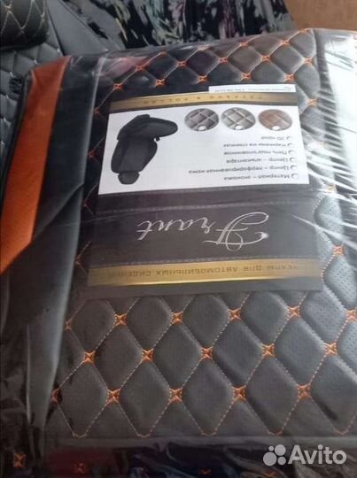 Чехлы на Ладу Приора оранжевая экокожа с отделкой