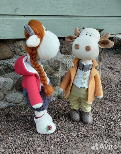 Мягкие игрушки Бычок и Коровка, 38 см