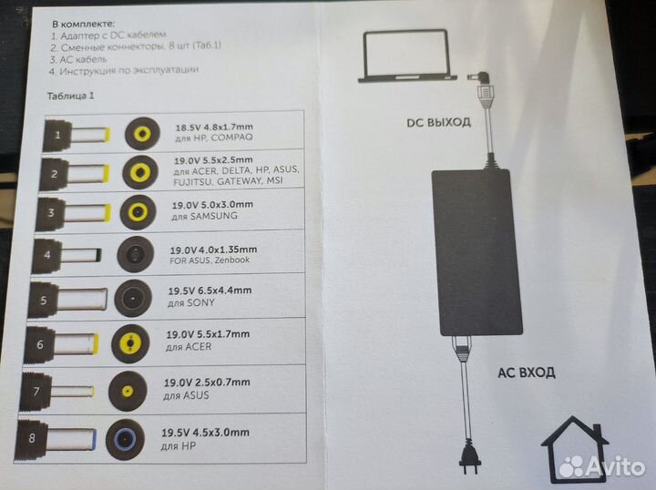 Универсальный зарядник для ноутбука 65w