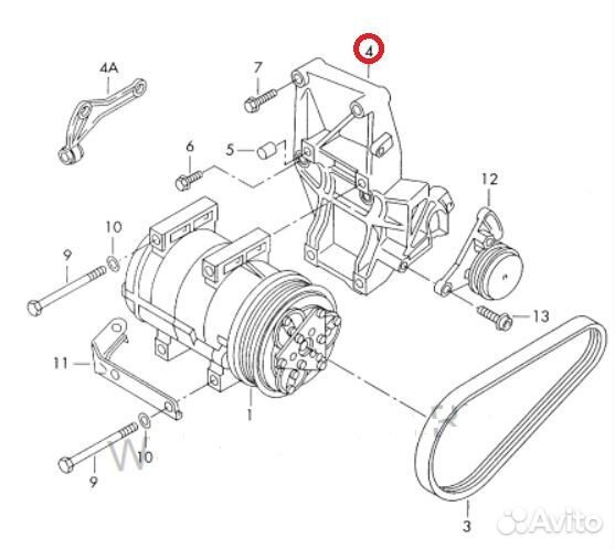 Кронштейн кондиционера 1.8 T Passat B5 Audi