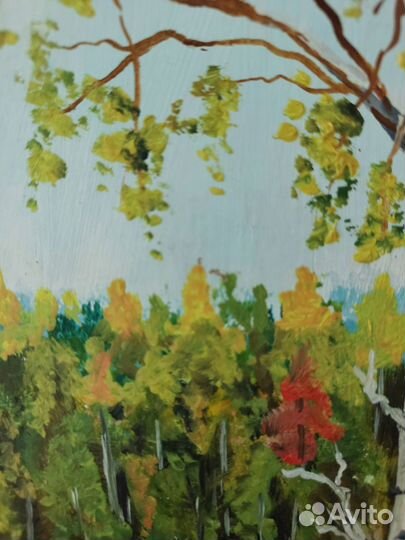 Картина в деревянной раме масло на картоне