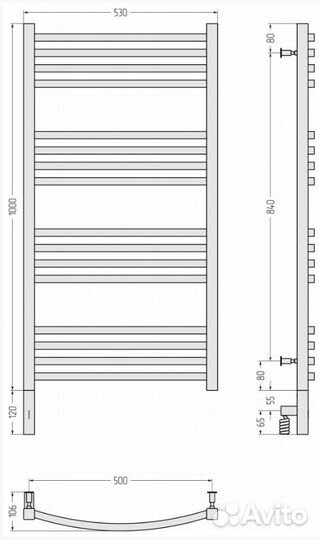 Сунержа Аркус 3.0 1000х500 мэм левый Матовый чёрны