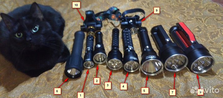 Фонарики подводные уф, белые, янтарно-жёлтые