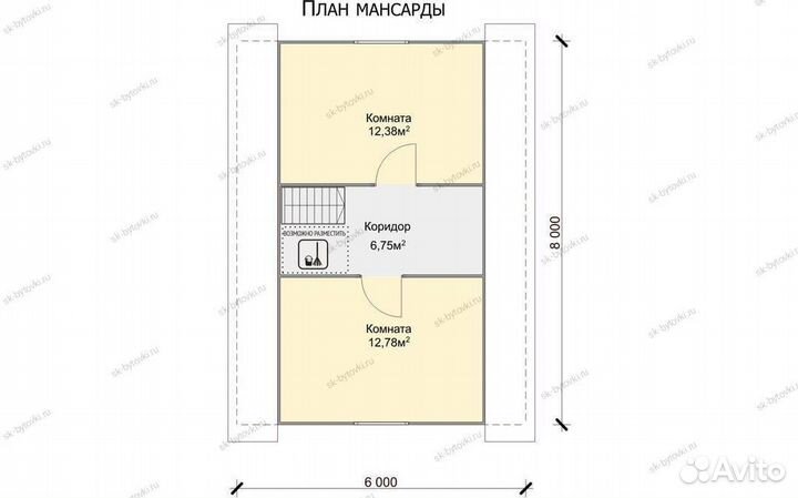 Каркасный дачный дом 8х6м с мансардой и террасой