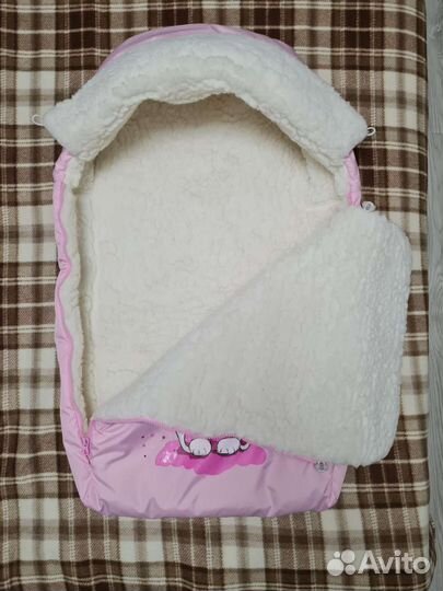 Меховой конверт в коляску+комбинезон утеплëнный