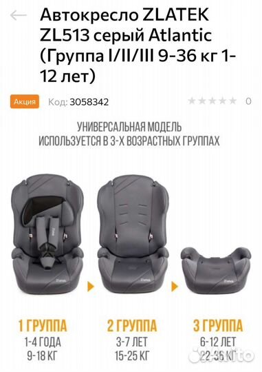 Автокресло zlatek