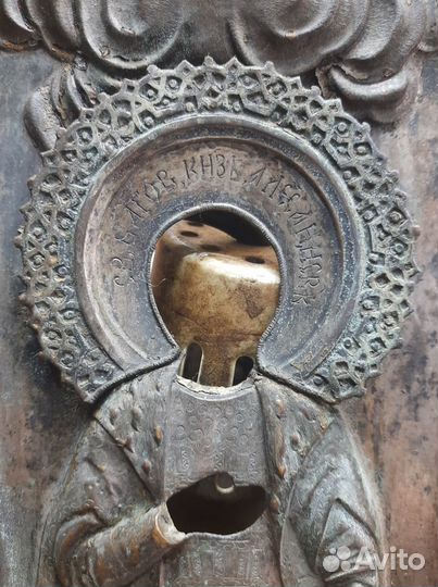 Старинные иконы. Оклад, князь Александр Невский