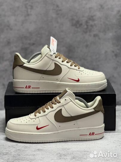 Кроссовки Nike Air Force 1 White Brown (Арт.18290)