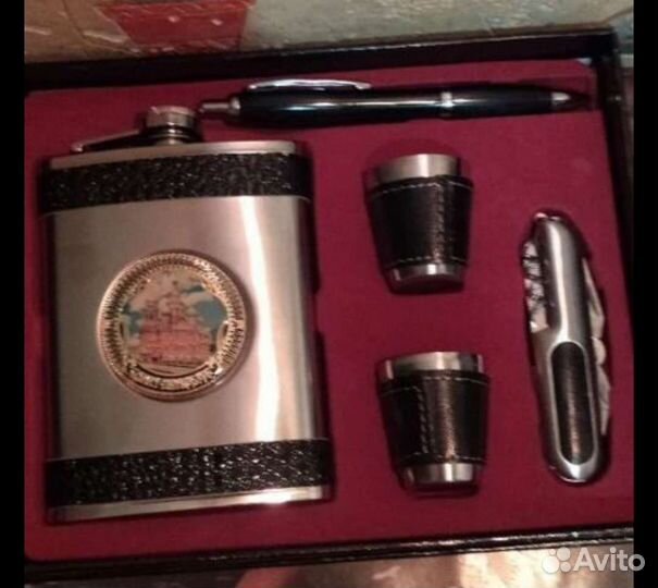 Подарочный набор фляга рюмки нож ручка