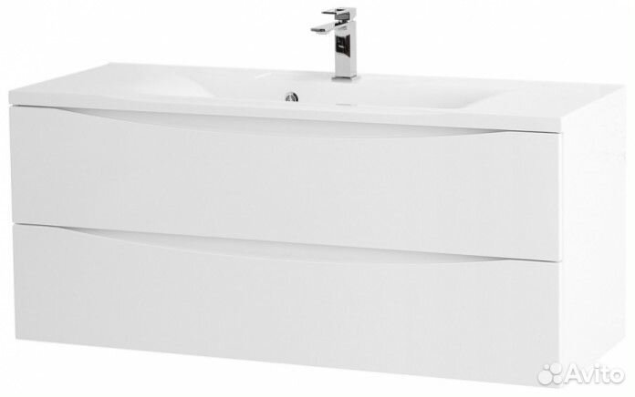 Тумба с раковиной (иск. мрамор) BelBagno Marino 120 см, цвет Bianco Lucido