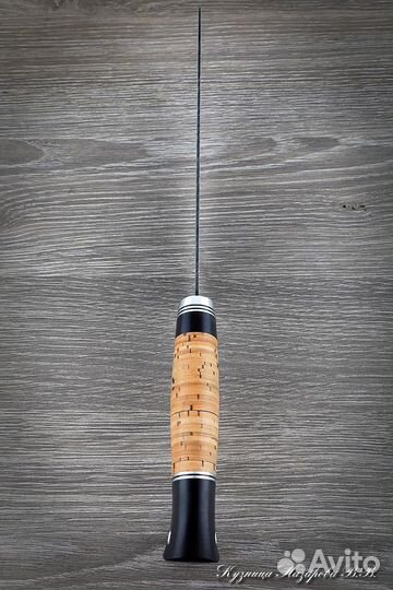 Кухонный нож Шеф № 8 сталь дамаск рукоять береста