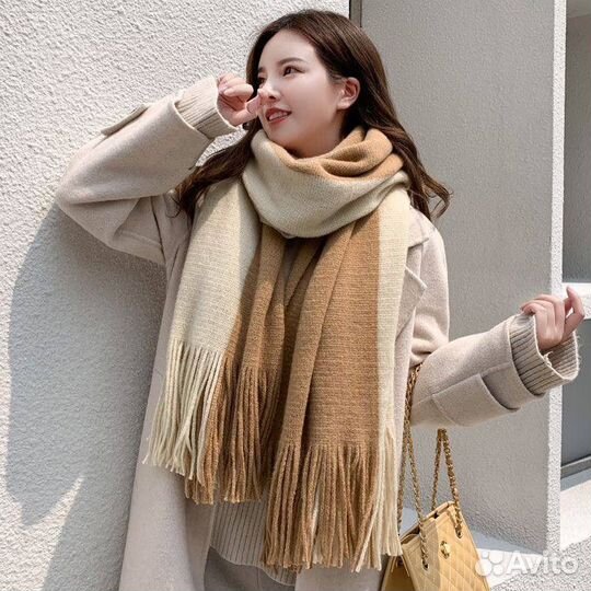 Шарф палантин осенне зимний платок теплый